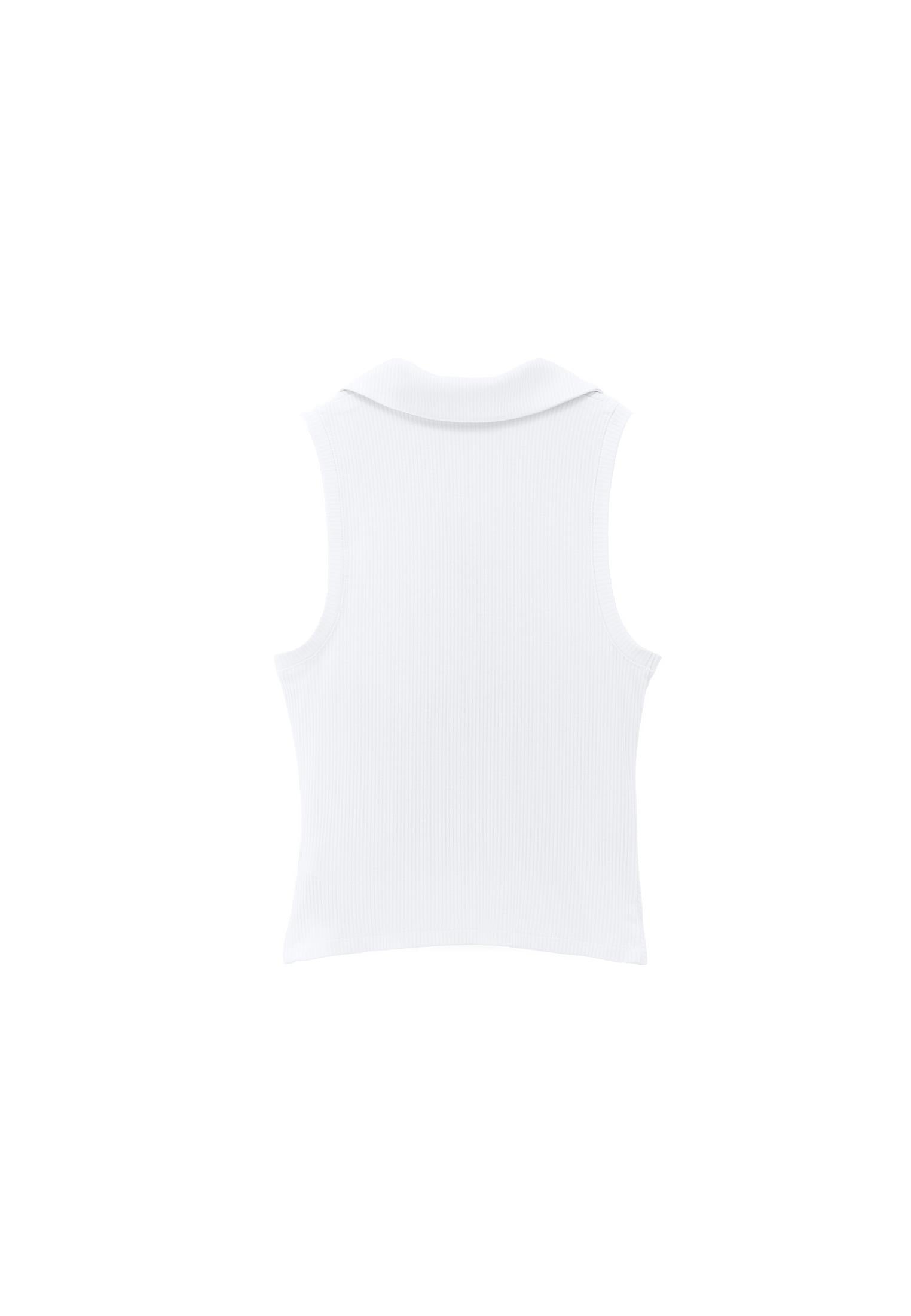 Polo Neck Tank Top - WHITE