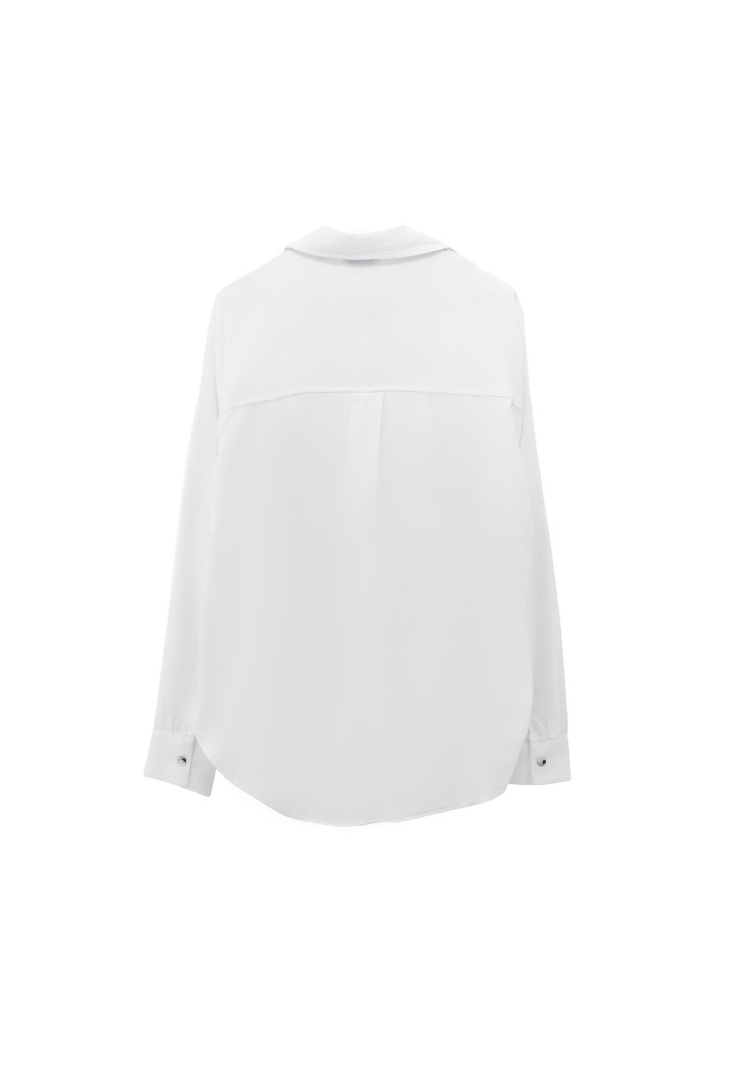 Buttoned Shirt Collar Oversize Shirt - WHITE