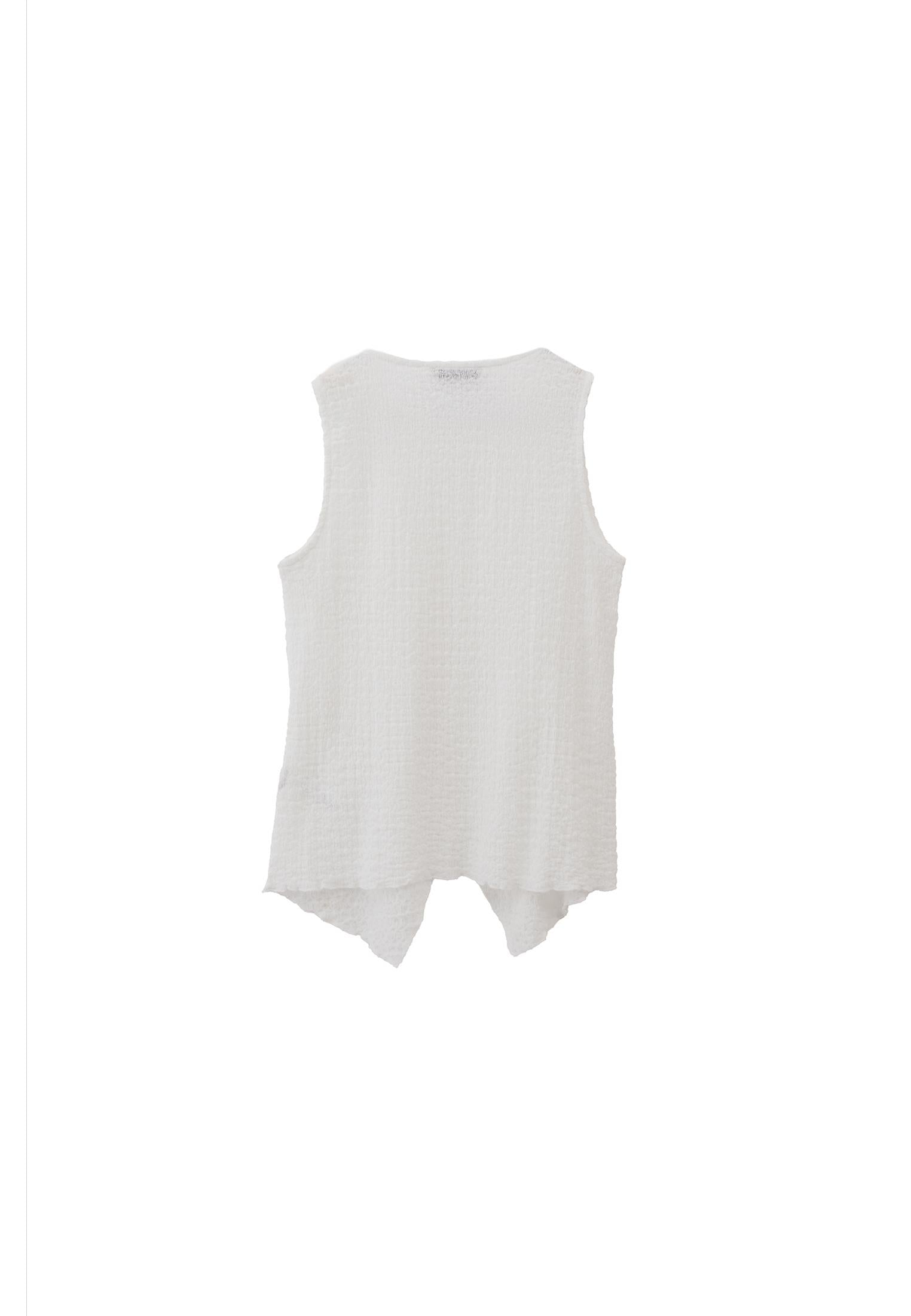 Sleeveless Crew Neck Blouse - WHITE