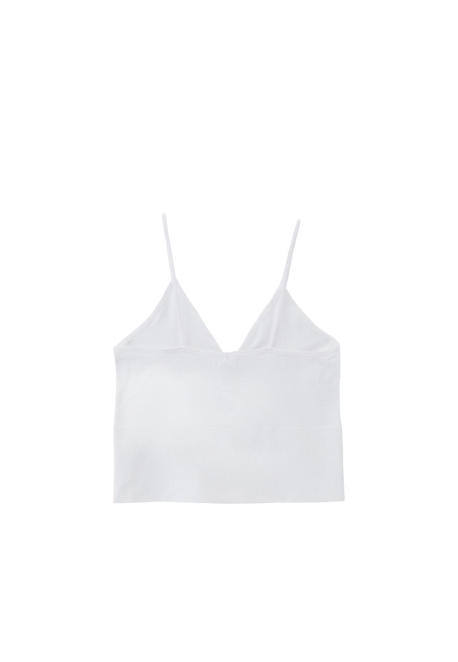 Jacquard Patterned V Neck Tank Top - WHITE
