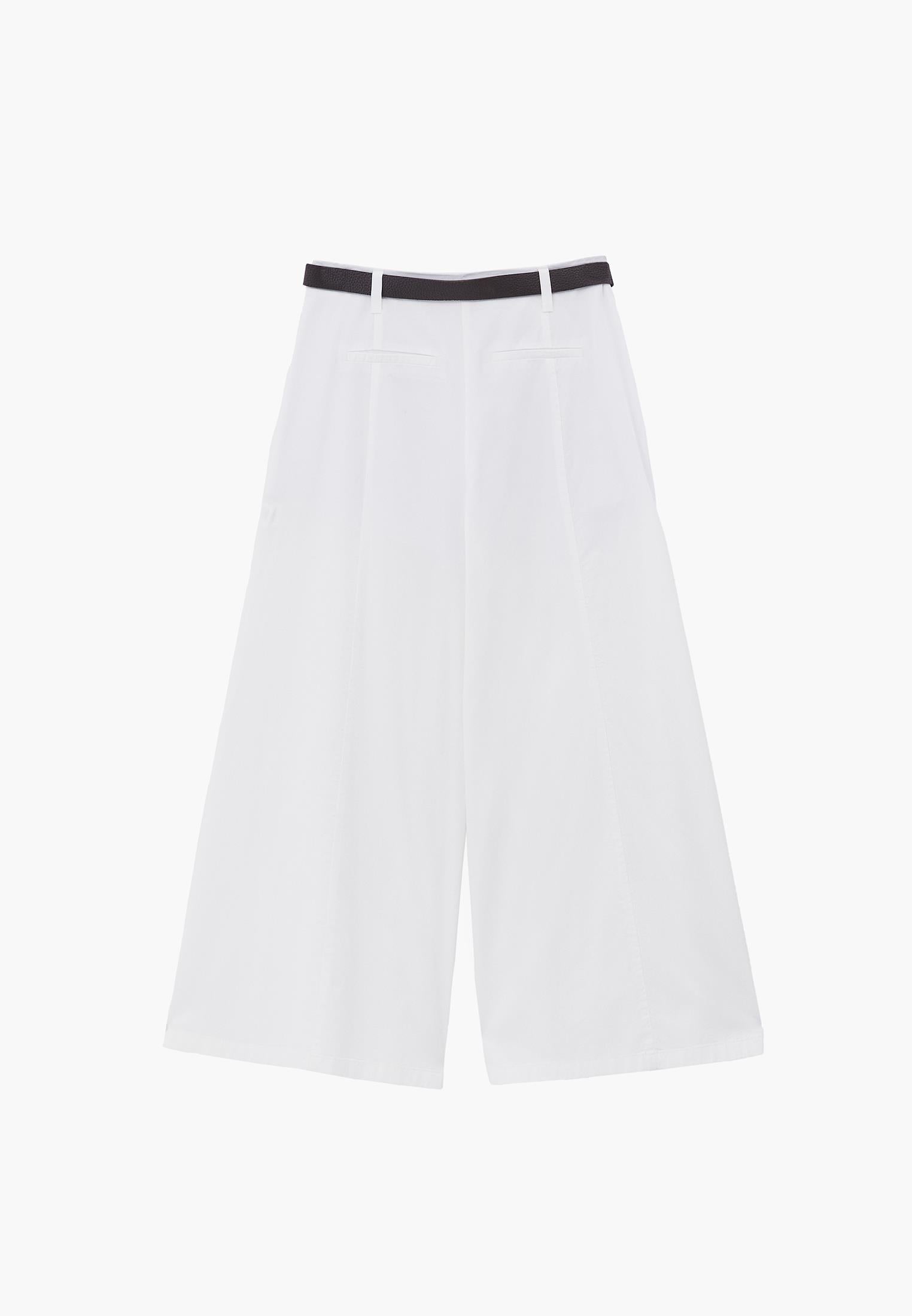 Summer Wide Leg Pants With Belt Detail - WHITE