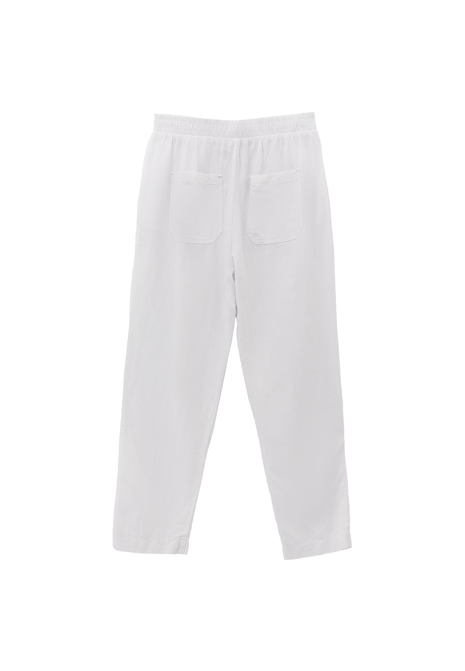 High Waist Carrot Leg Elasticated Pants - WHITE