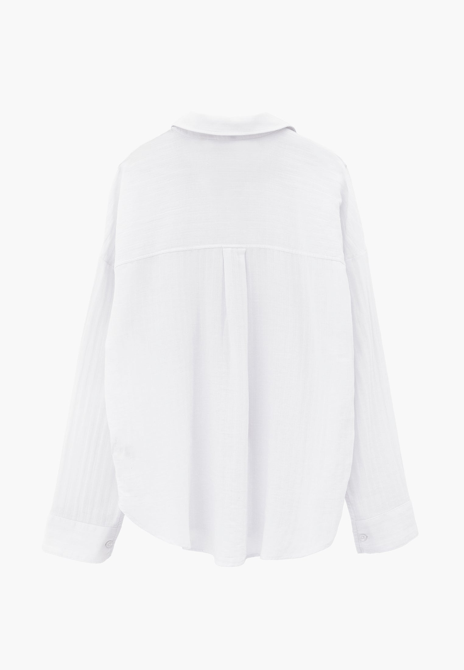 Long Sleeve Oversized Woven Shirt - WHITE