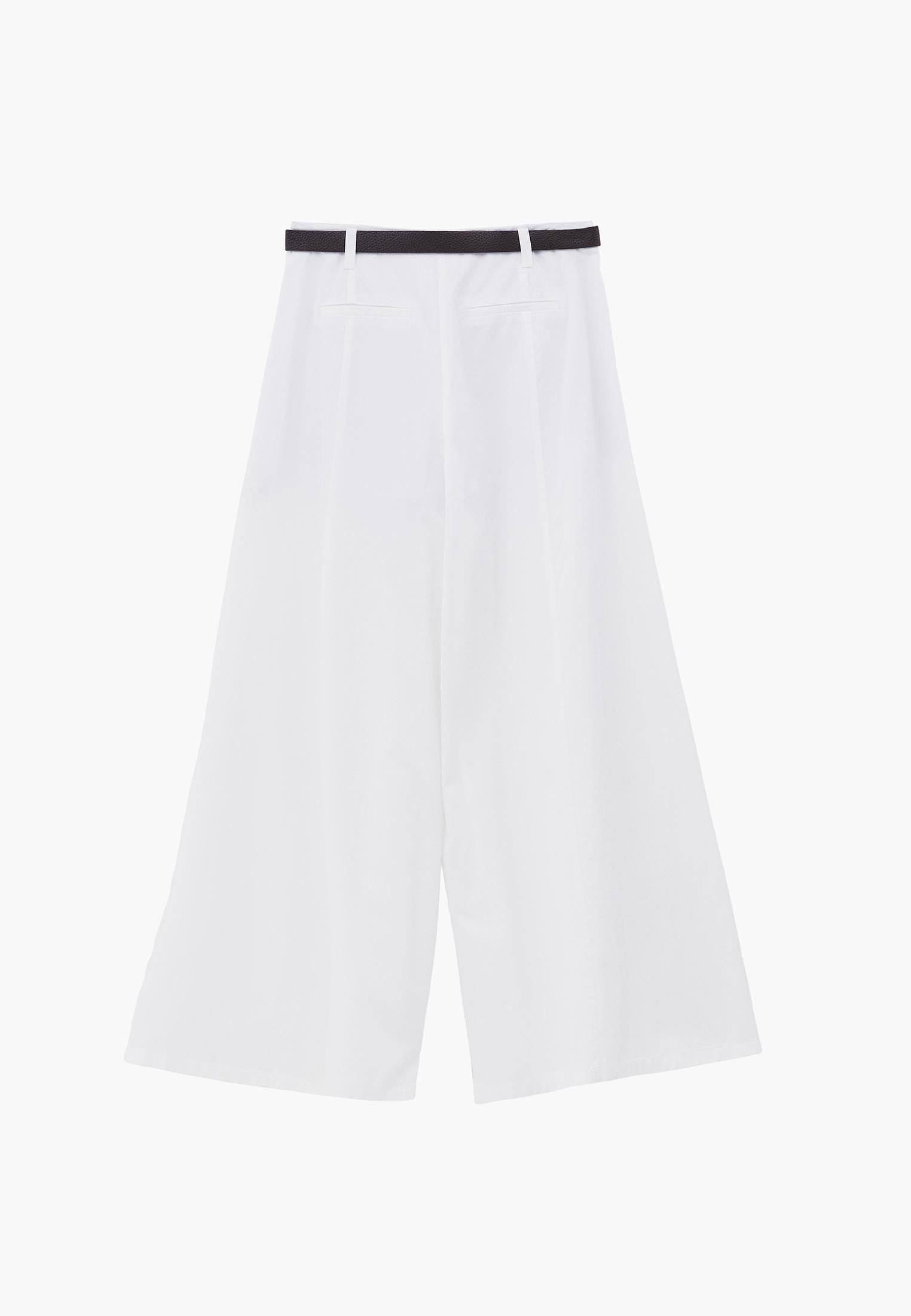 Ultra High Waist Wide Leg Belted Trousers - WHITE