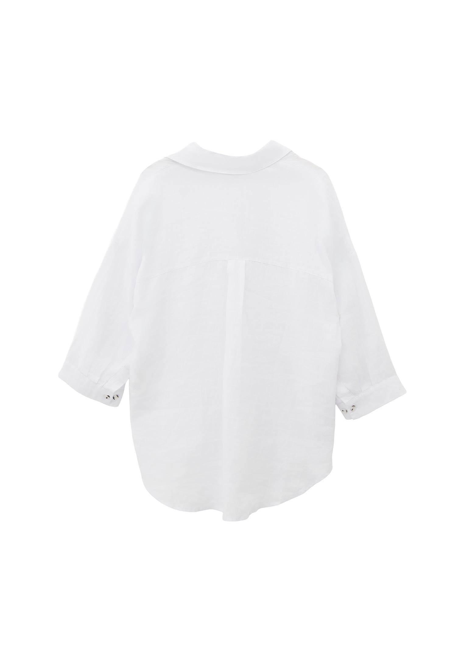 Shirt Collar Oversize Tunic Shirt - WHITE