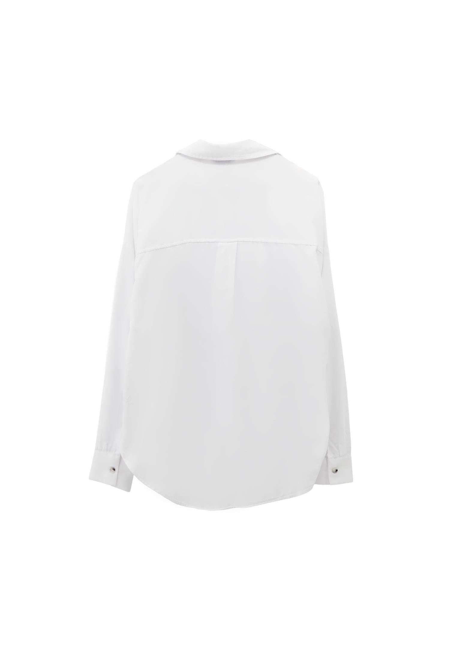 Buttoned Shirt Collar Oversize Shirt - WHITE