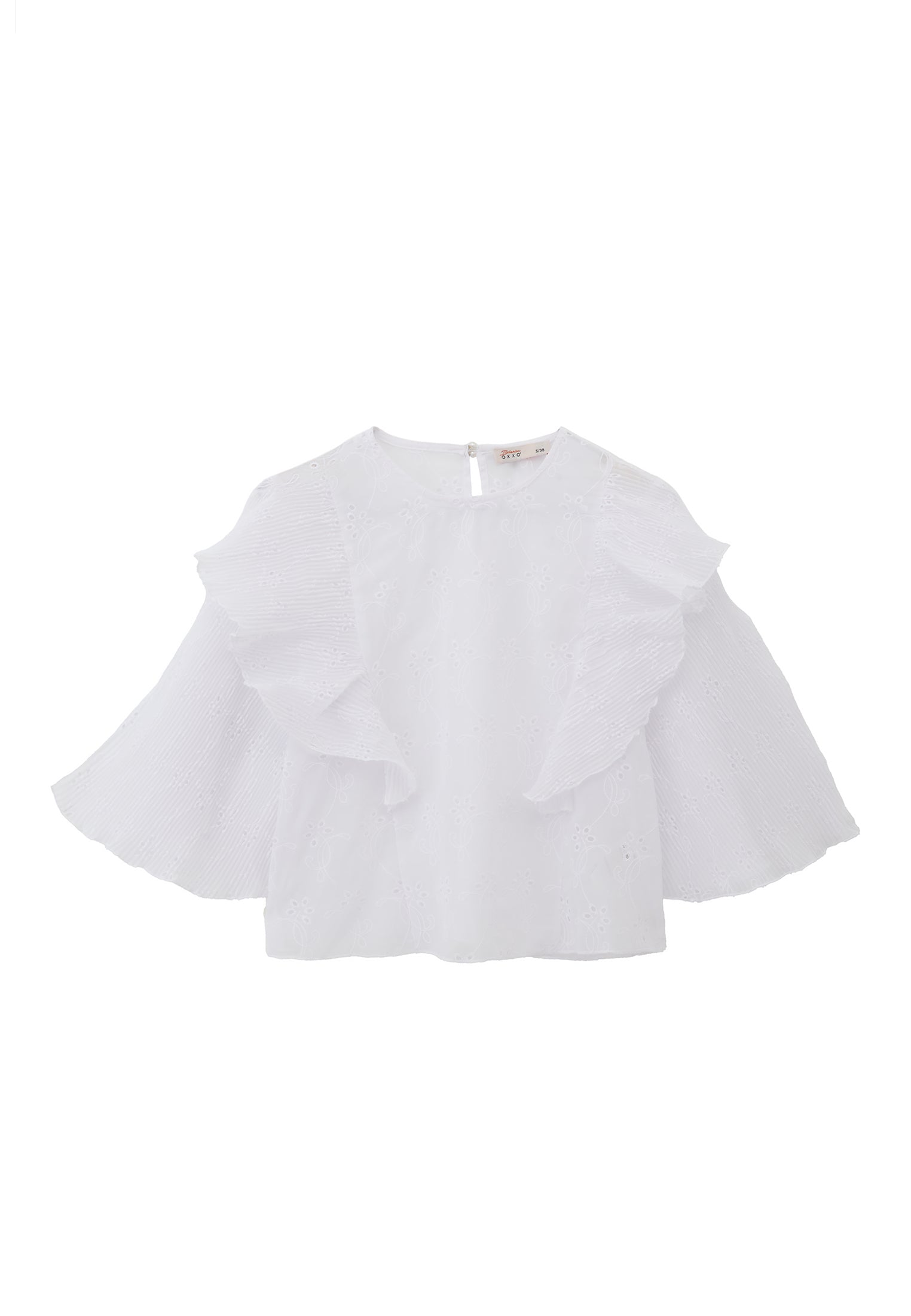 Slit Detailed Cropped Blouse - WHITE