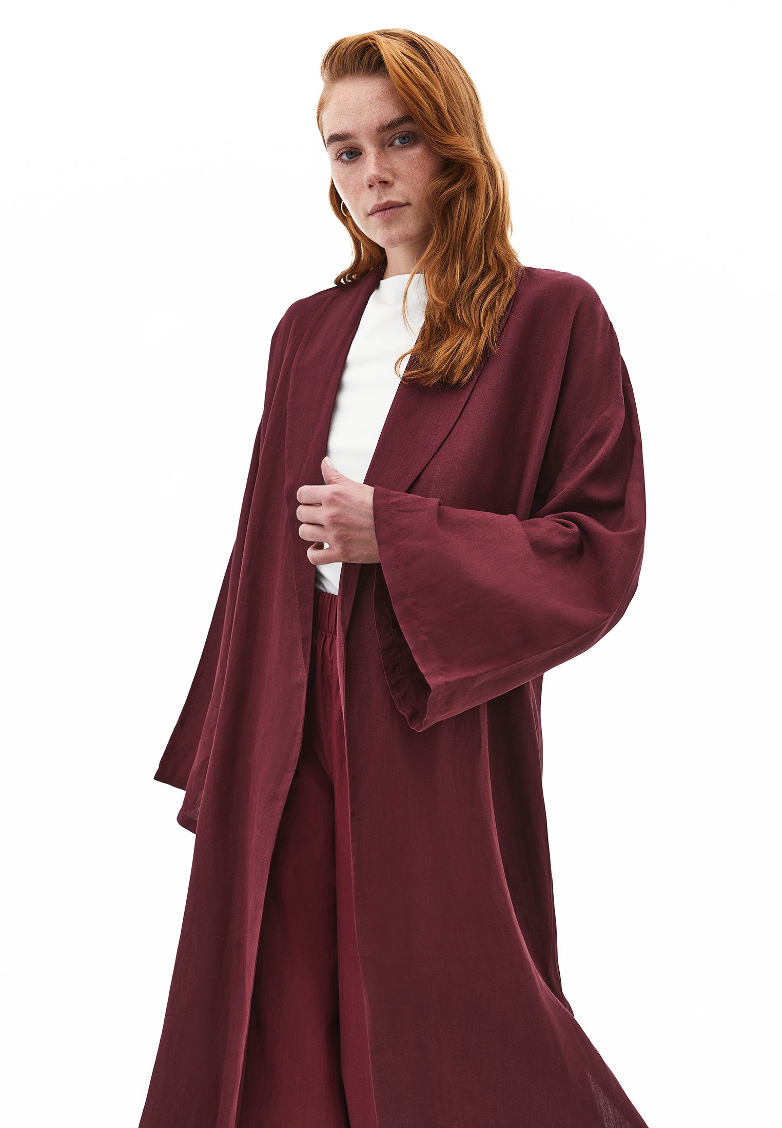 Kimono Tunic With Slit Detail - WINDSOR WINE