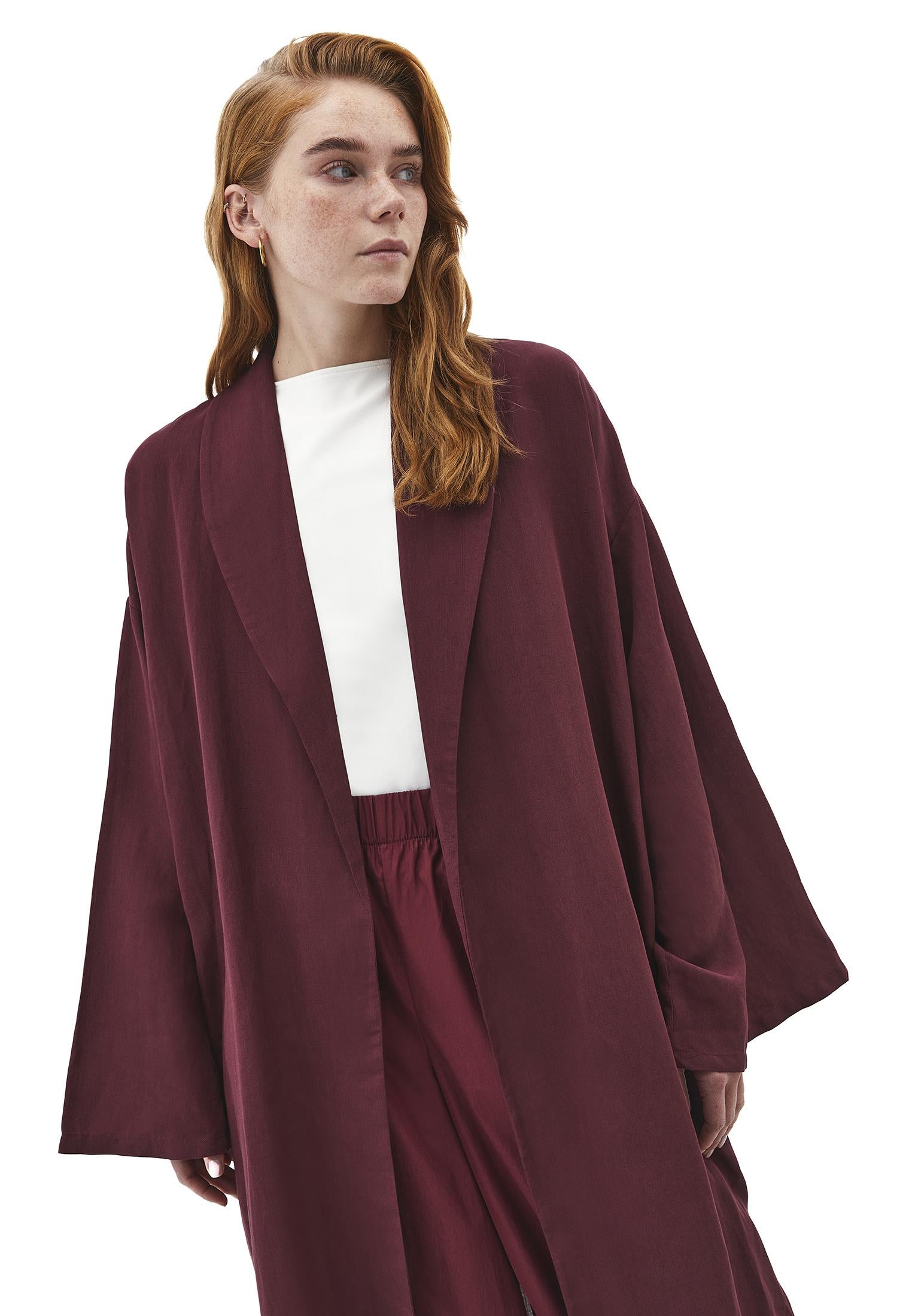 Kimono Tunic With Slit Detail - WINDSOR WINE