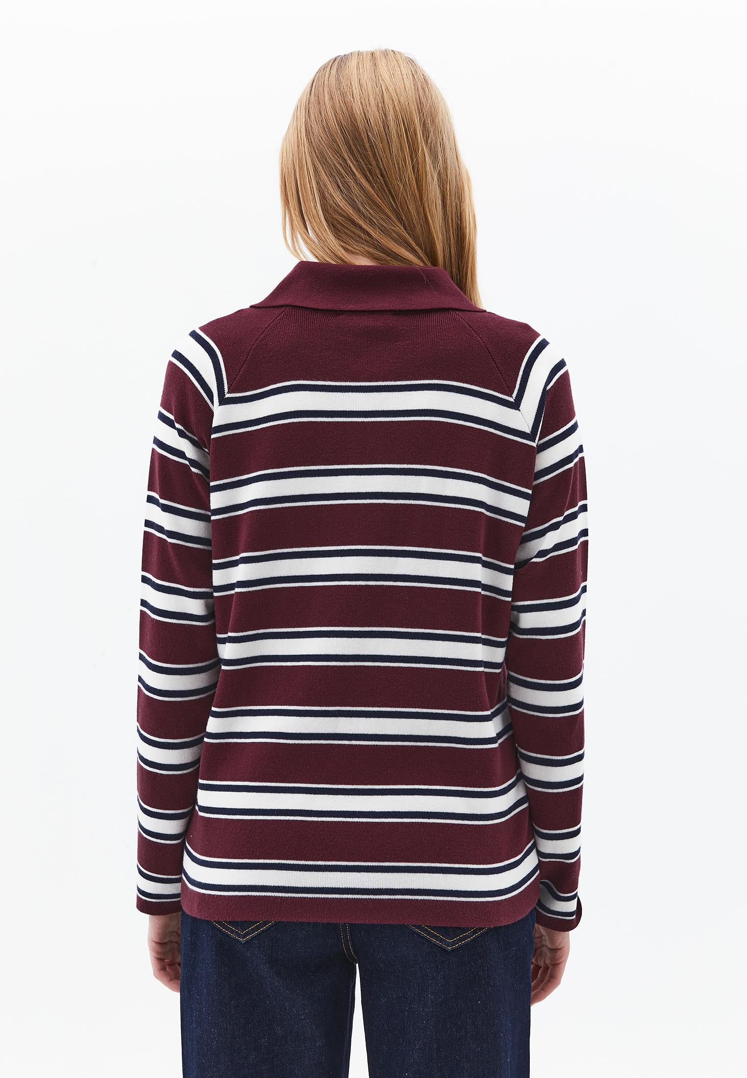 Polo Neck Striped Sweater - WINETASTING STRIPE