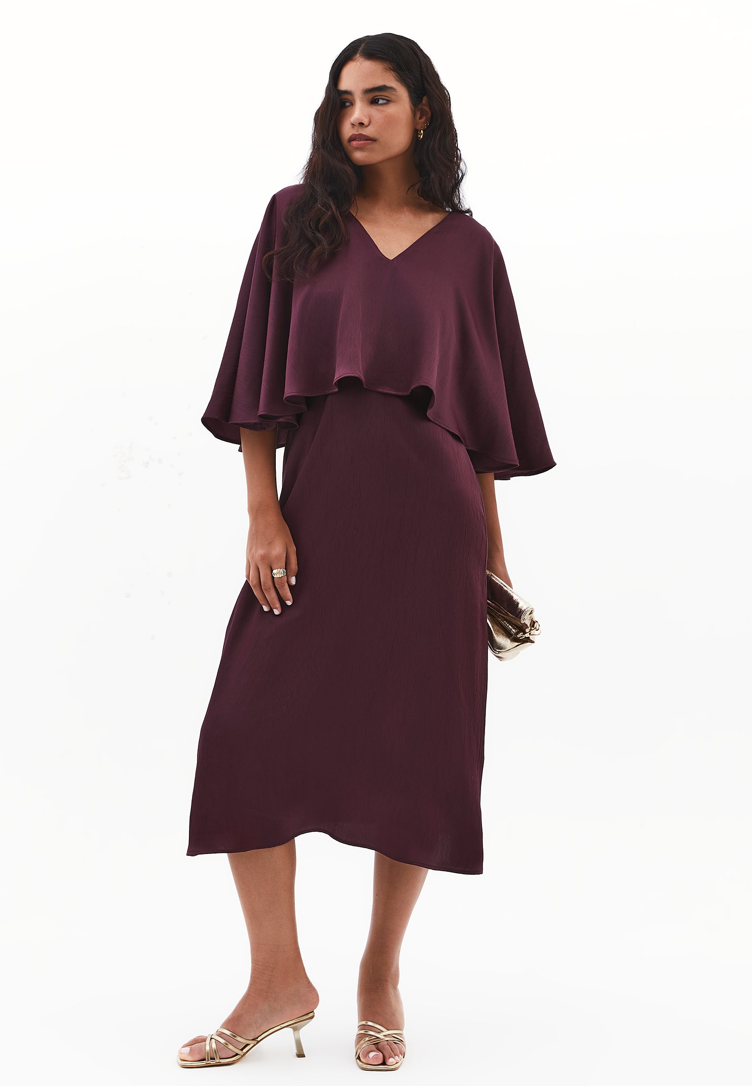 V Neck Long Dress - WINETASTING