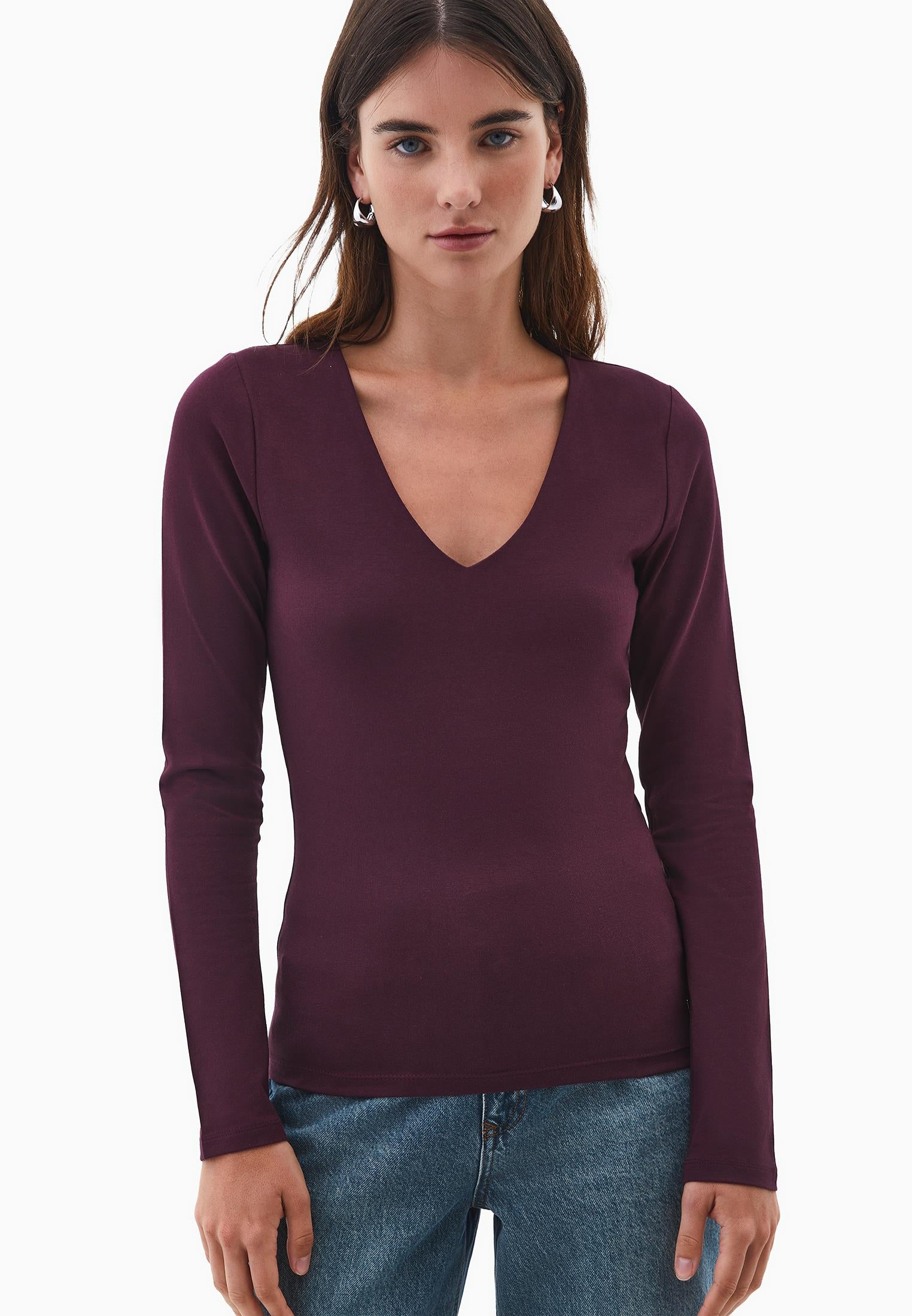 V Neck Long Sleeve T-Shirt - WINETASTING