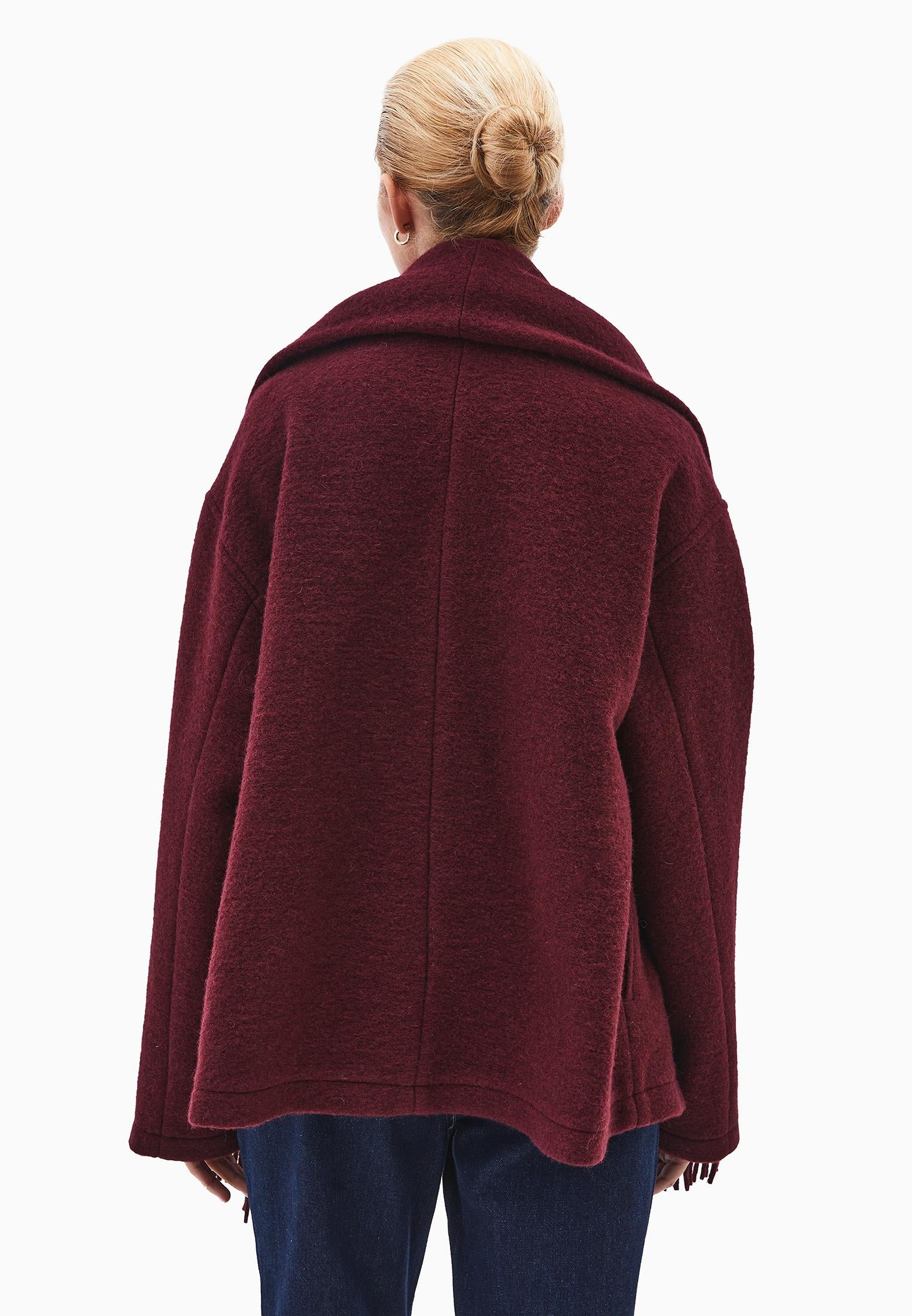 Shawl Collar Button Detailed Tunic Coat - WINETASTING