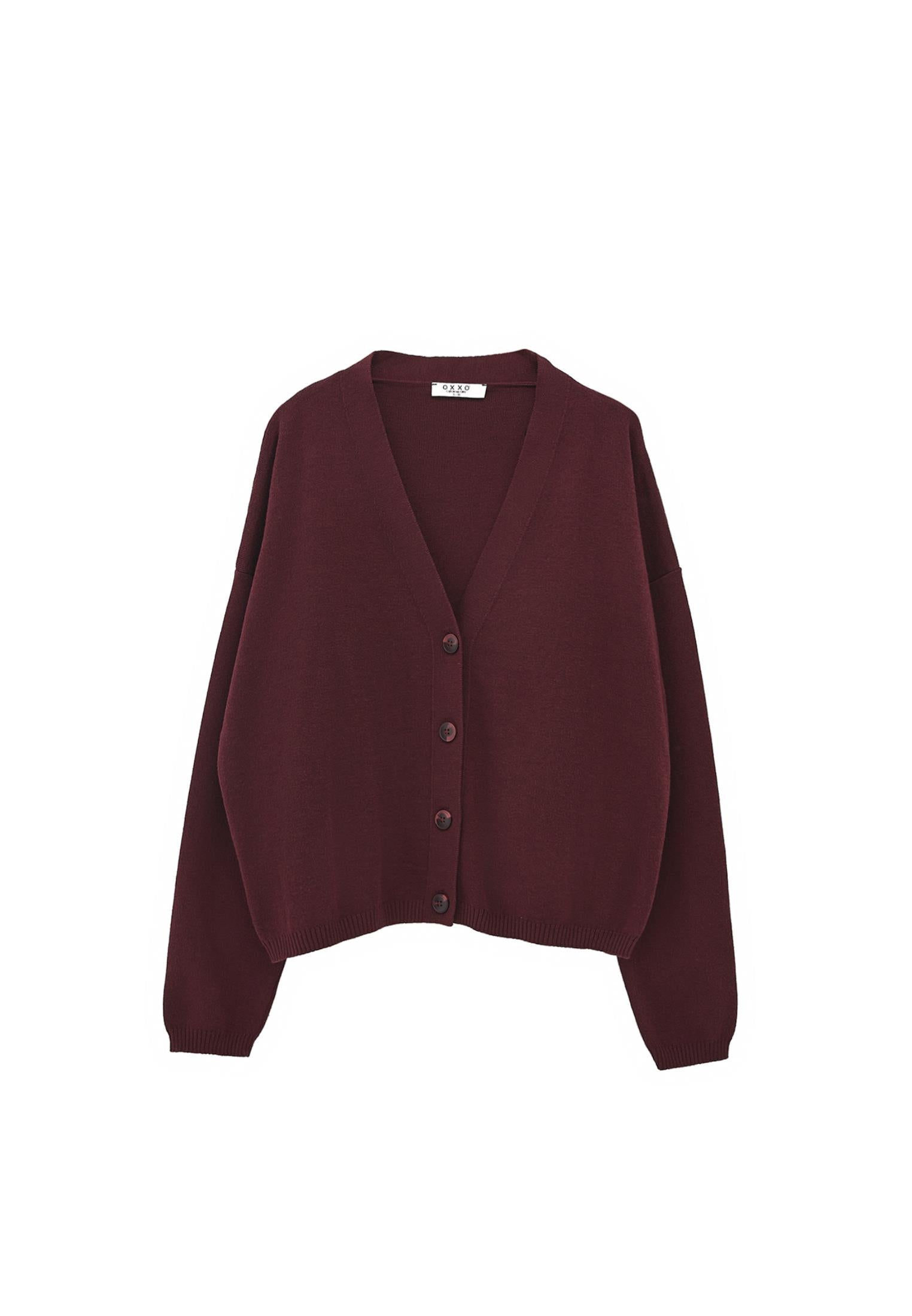 Viscose V-Neck Cardigan - WINETASTING