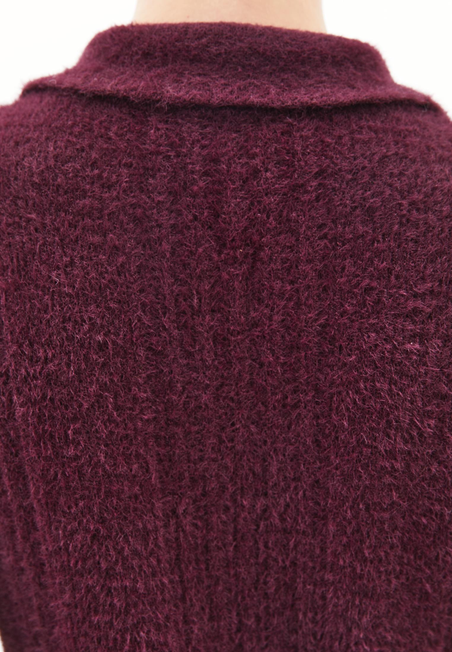 Sweater With Polo Collar And Knit Details - WINETASTING