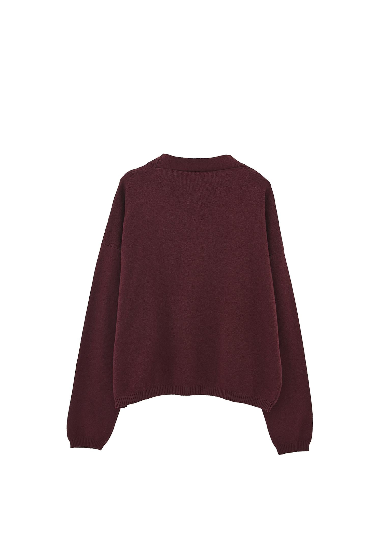 Viscose V-Neck Cardigan - WINETASTING