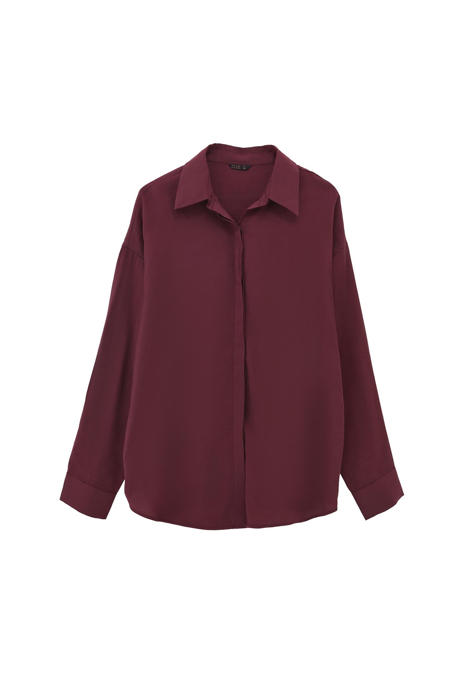 Button Detailed Oversize Shirt - WINETASTING
