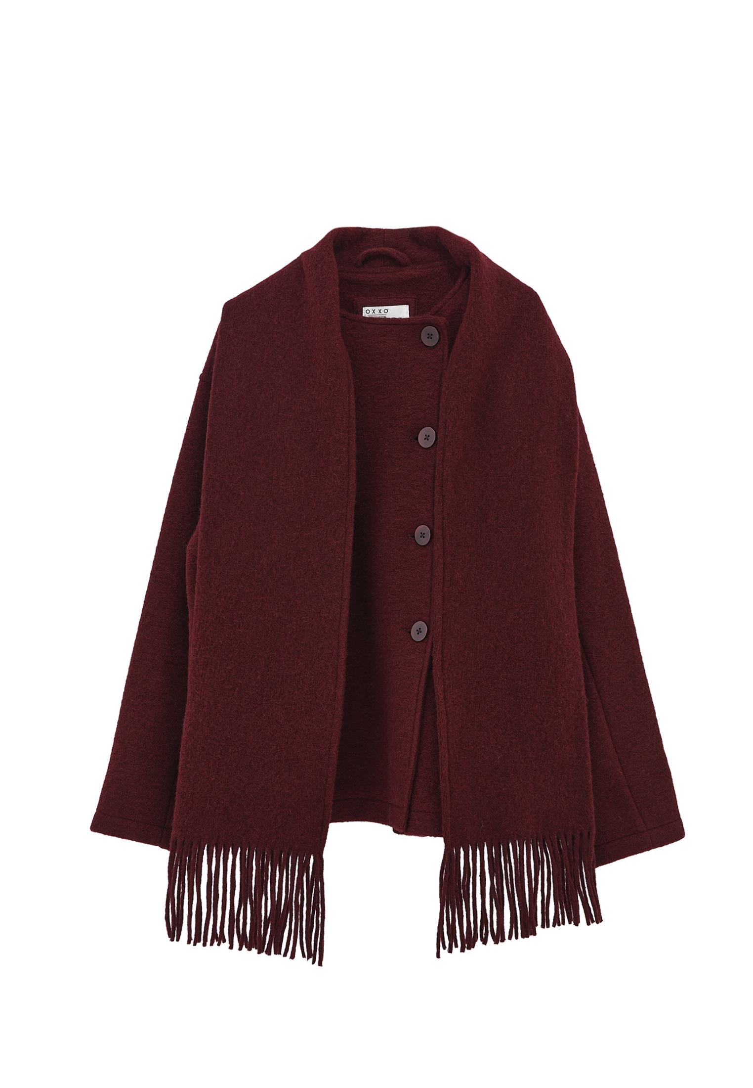 Shawl Collar Button Detailed Tunic Coat - WINETASTING