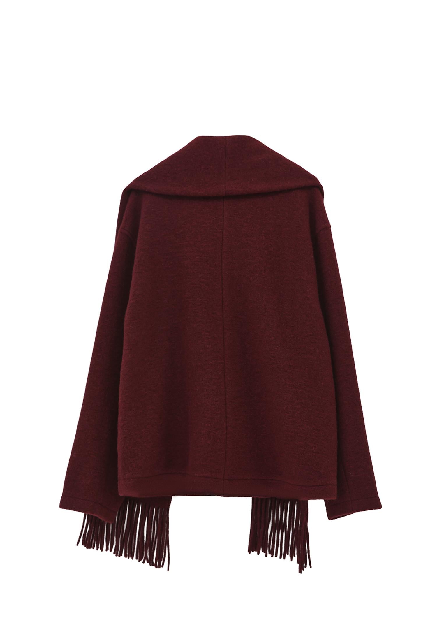 Shawl Collar Button Detailed Tunic Coat - WINETASTING