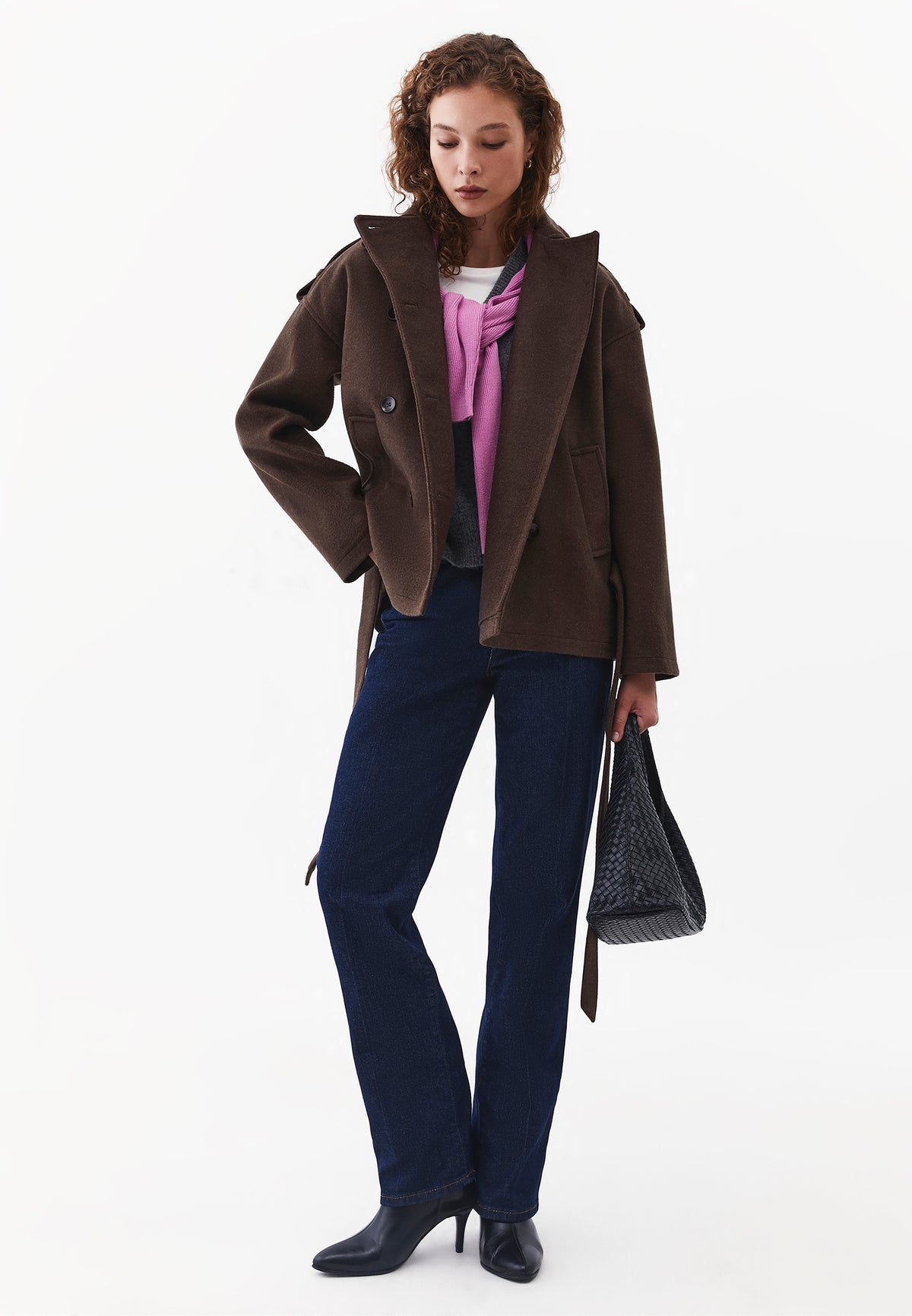 Tunic Coat With Belted And Buttoned Details - WREN
