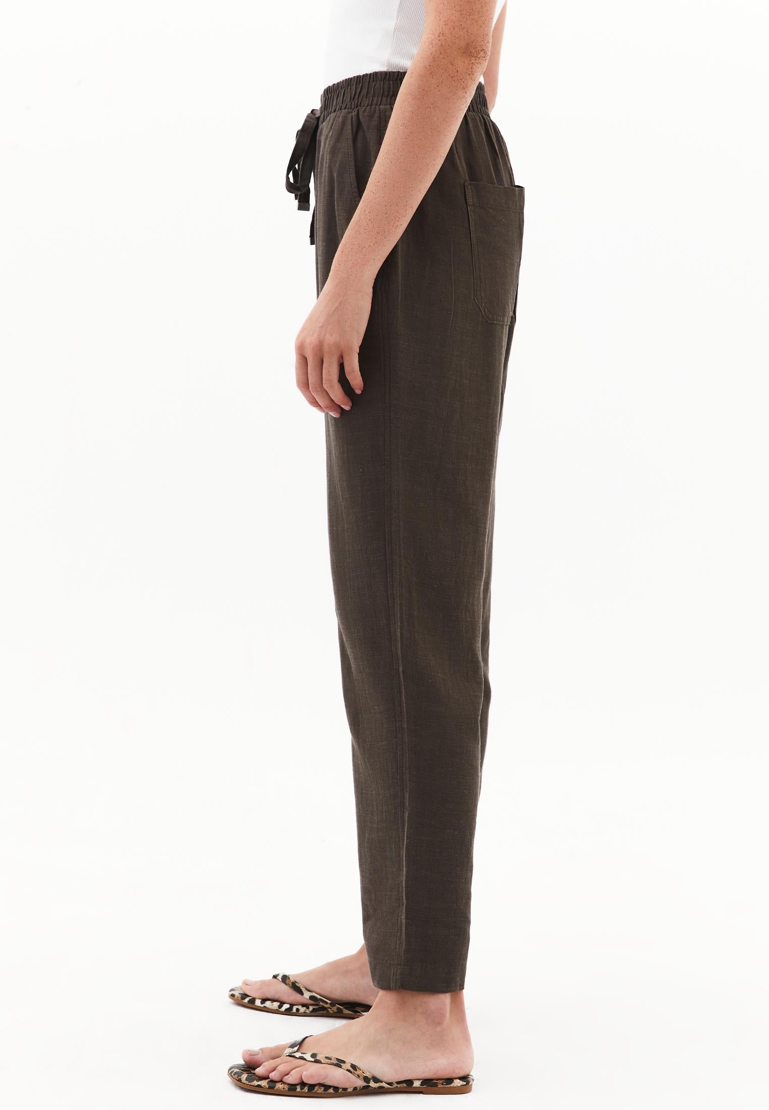 Woven Linen Carrot Pants - WREN