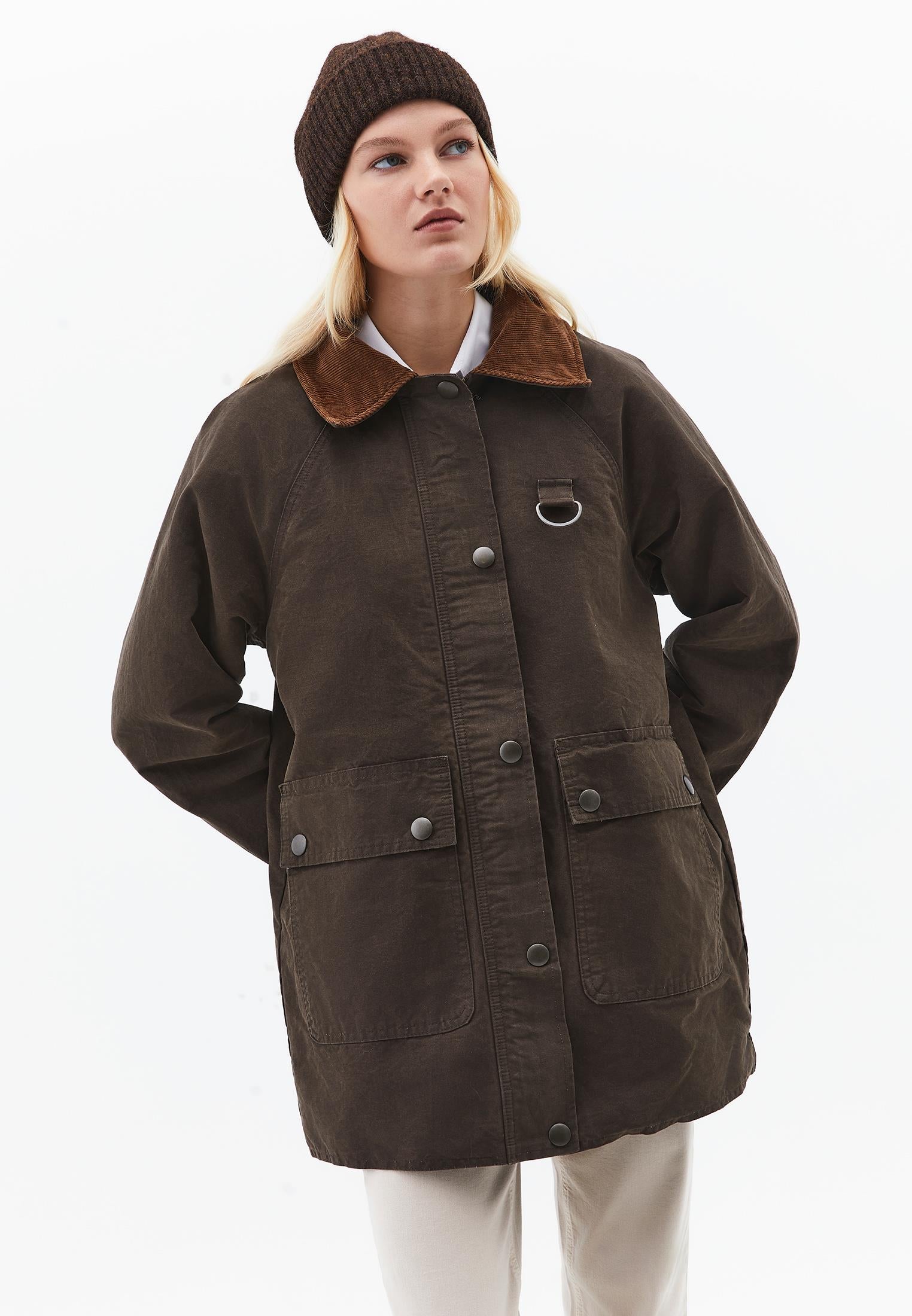 Oversize Shirt Collar Coated Jacket - WREN