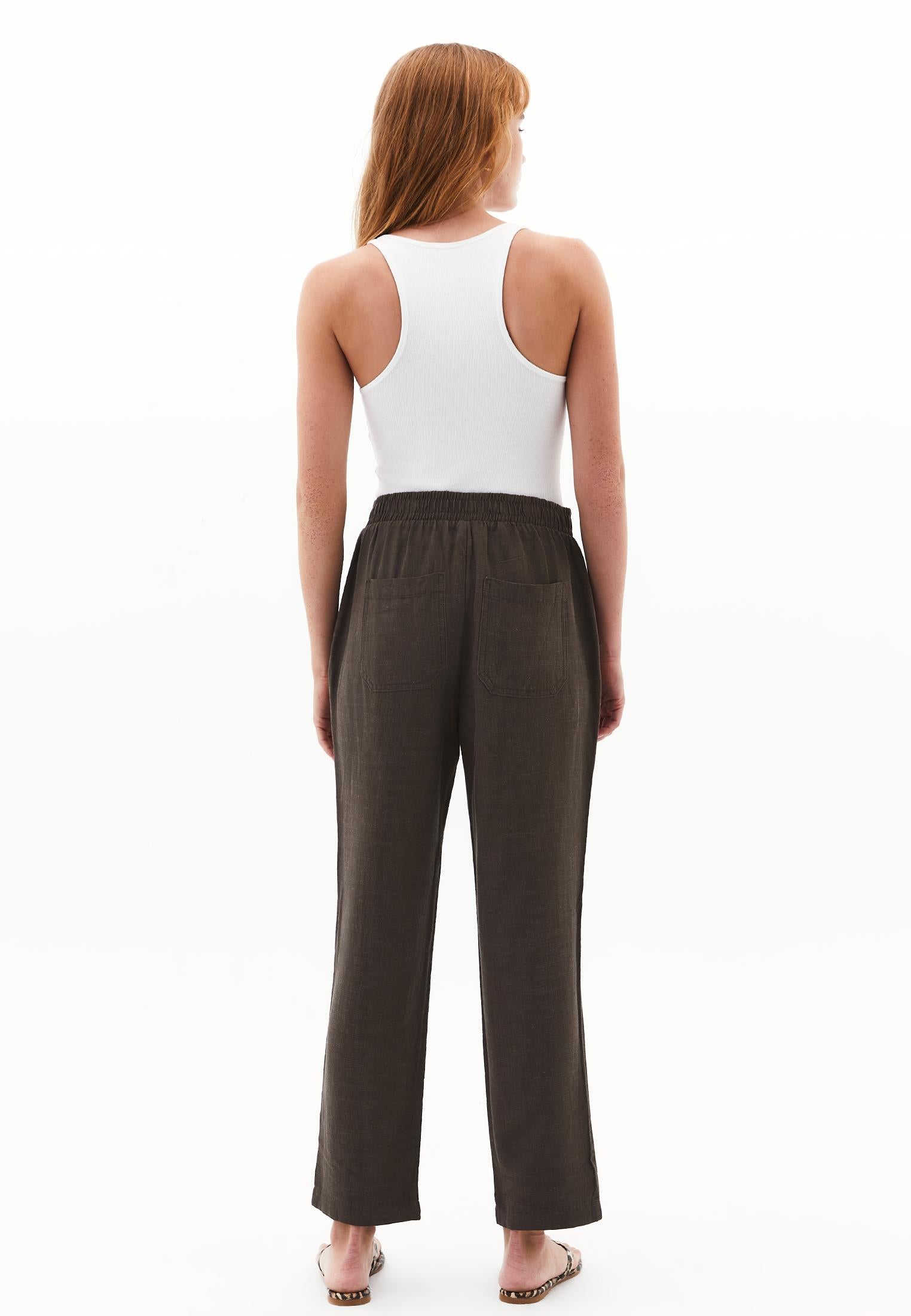 Woven Linen Carrot Pants - WREN