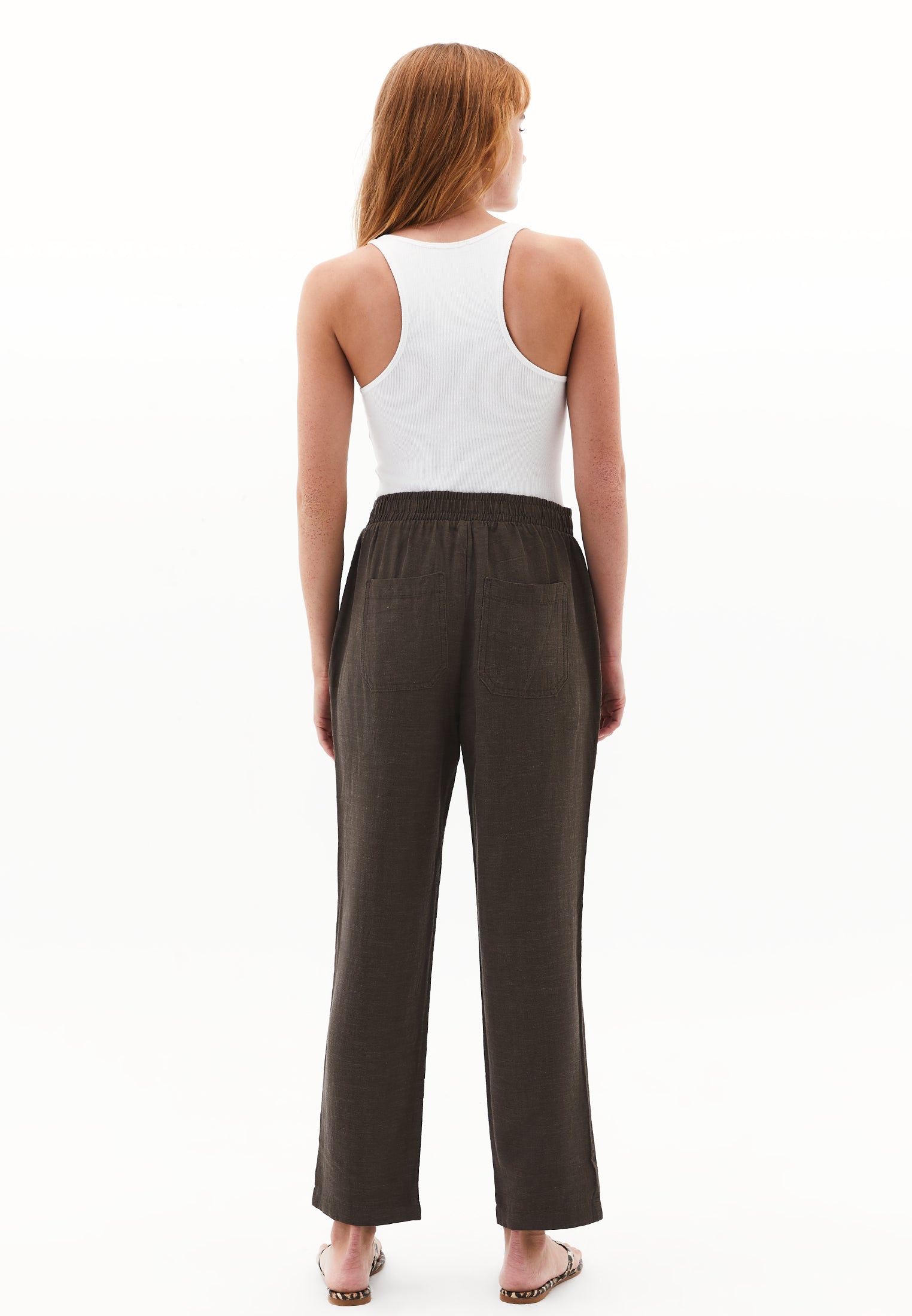 Woven Linen Carrot Pants - WREN