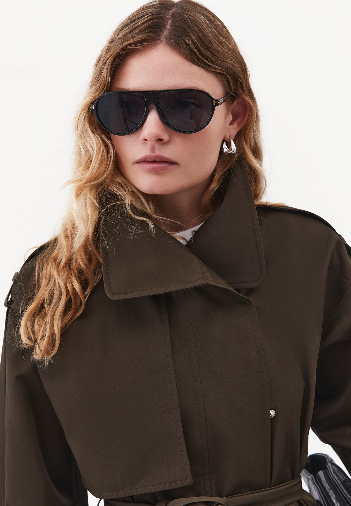 Oversize Long Sleeve Trench Coat - WREN