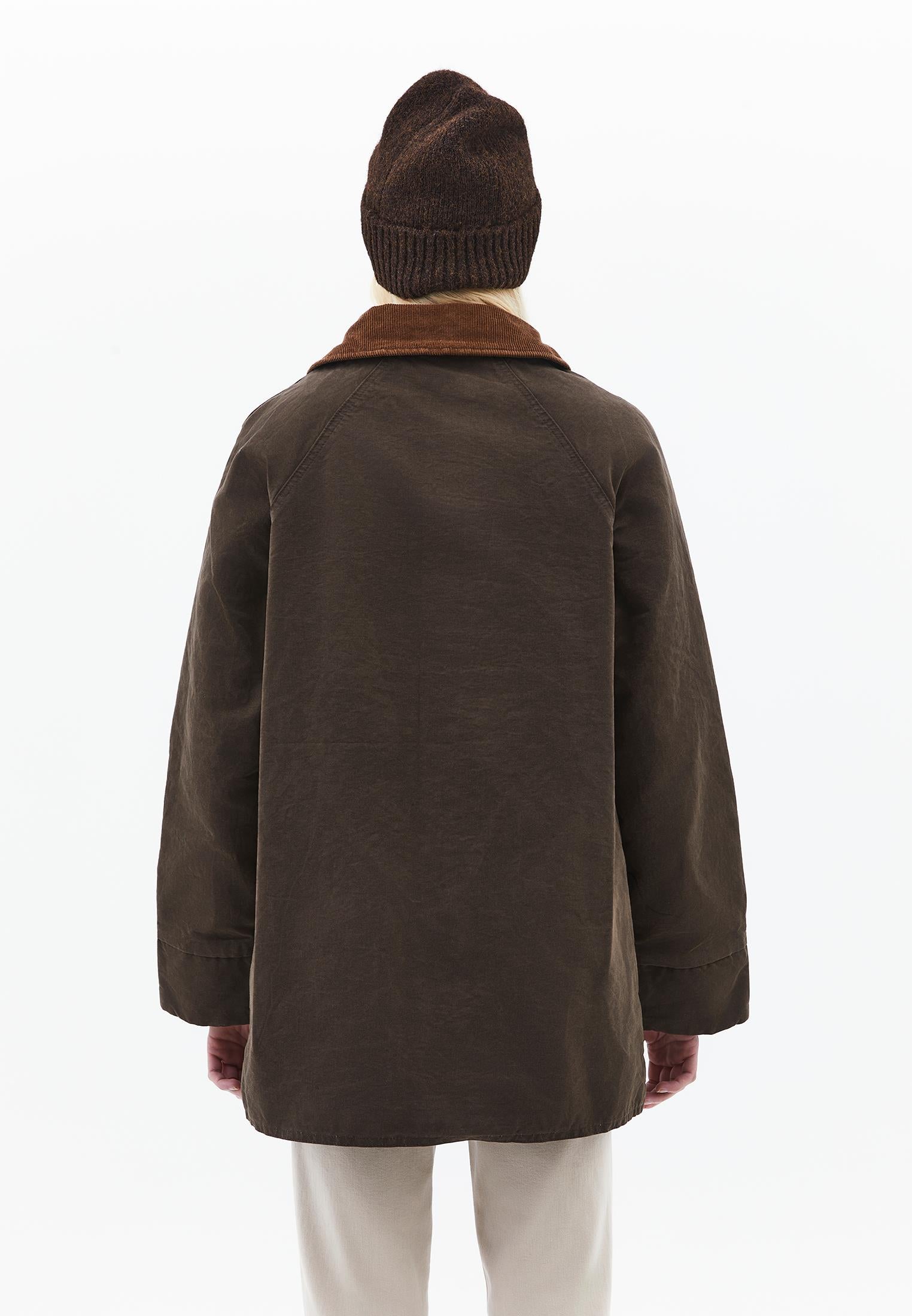 Oversize Shirt Collar Coated Jacket - WREN