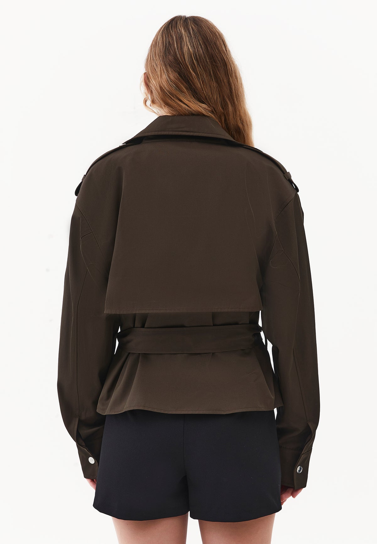 Oversize Long Sleeve Trench Coat - WREN