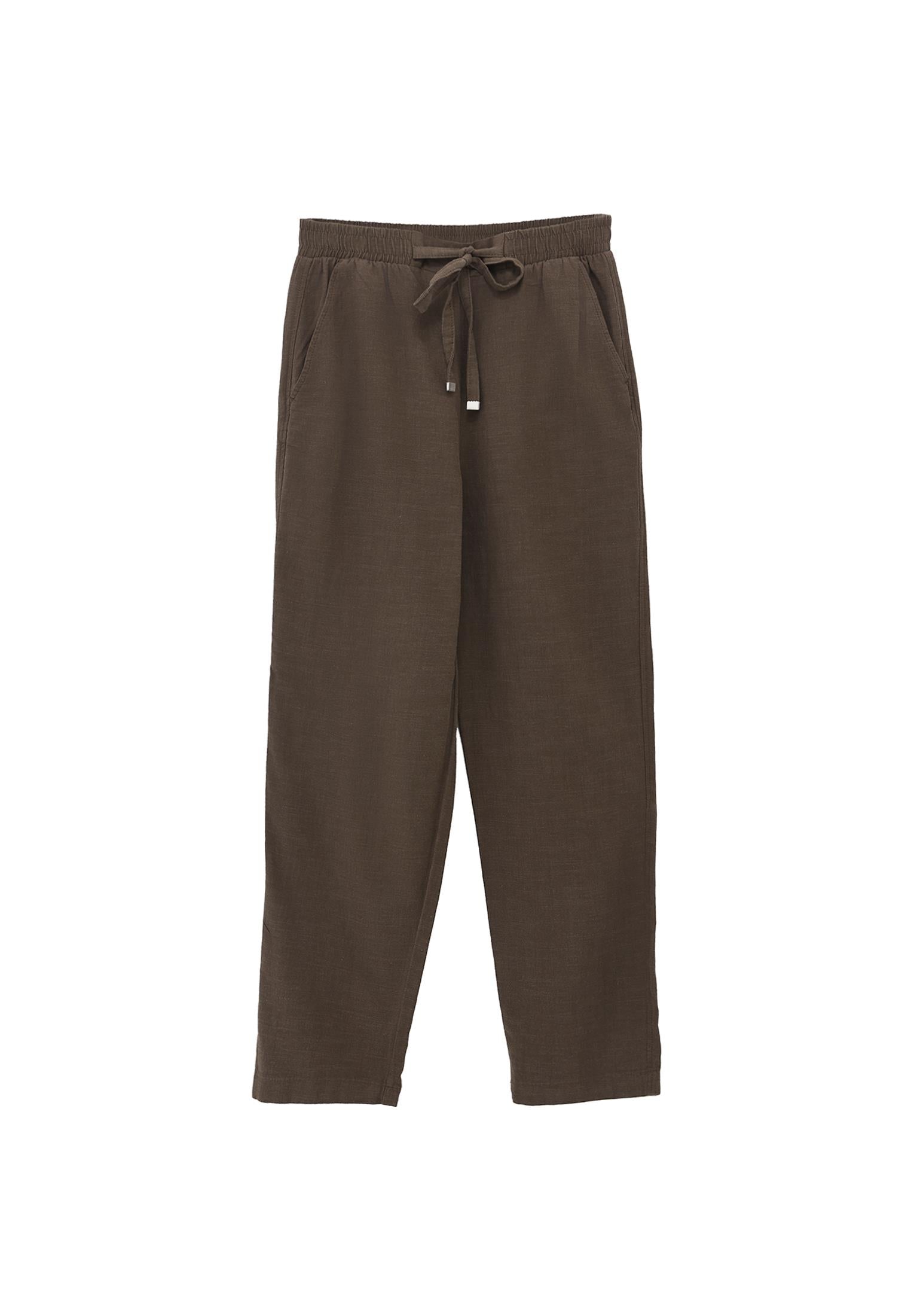 Woven Linen Carrot Pants - WREN