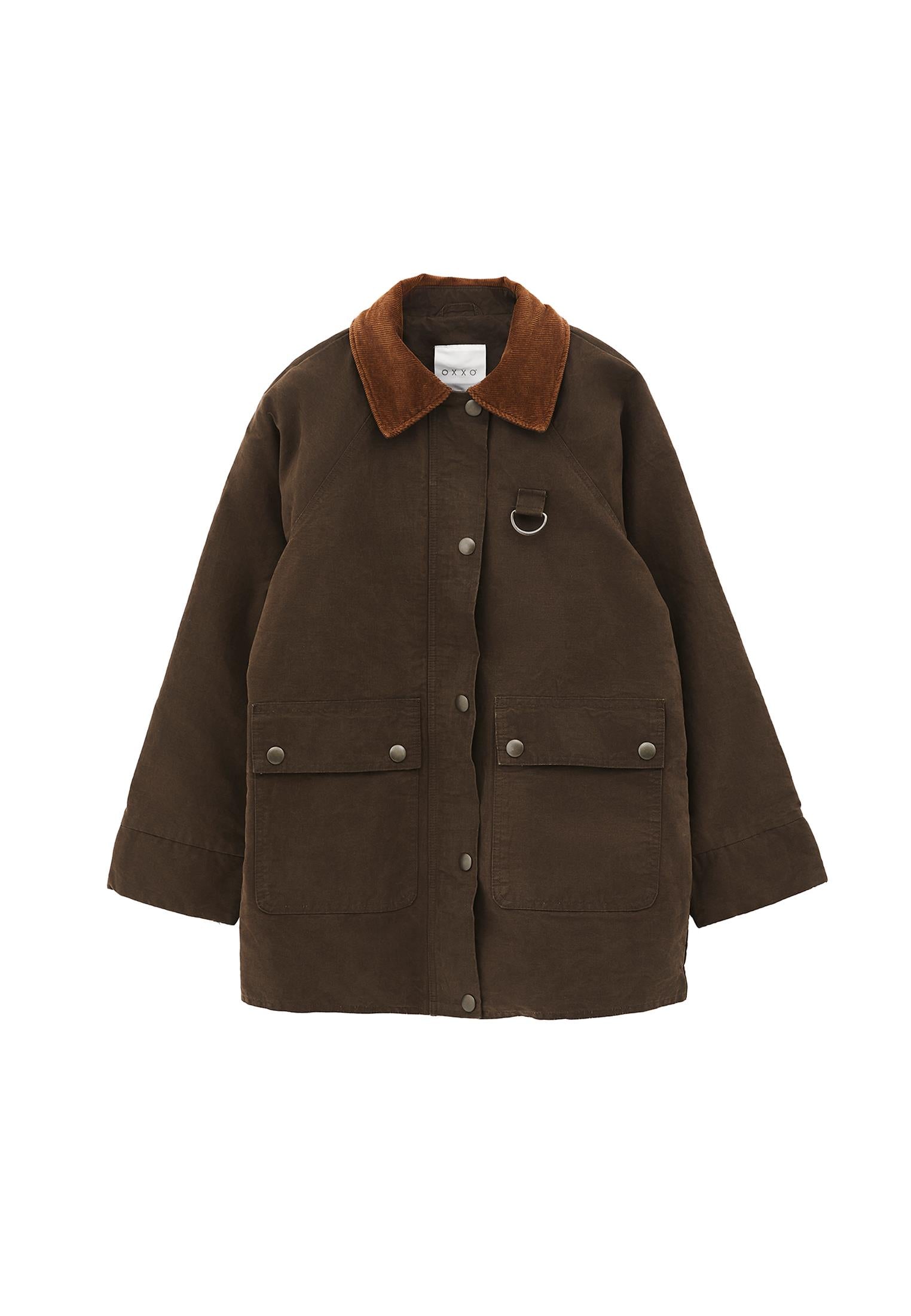 Oversize Shirt Collar Coated Jacket - WREN