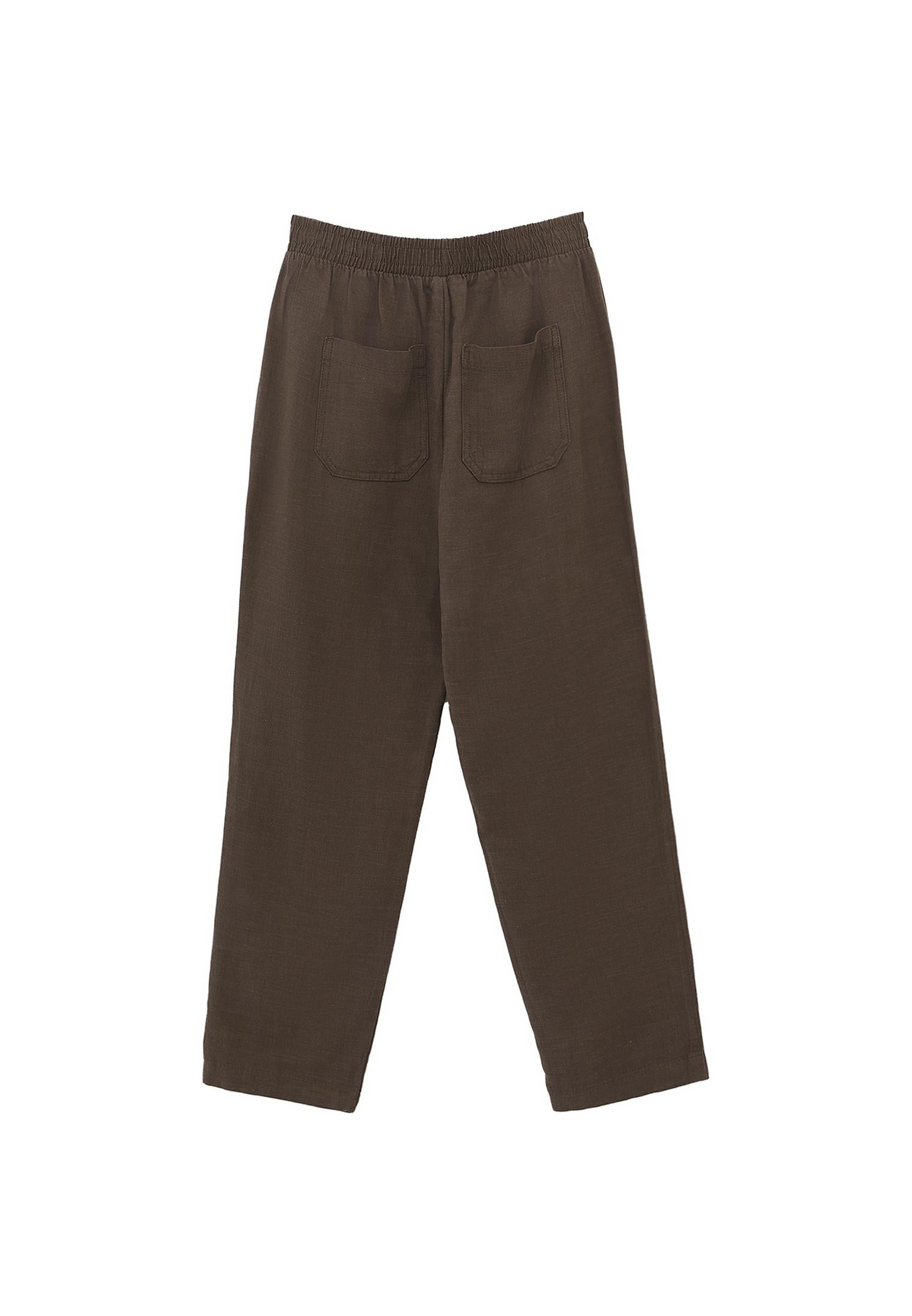 Woven Linen Carrot Pants - WREN