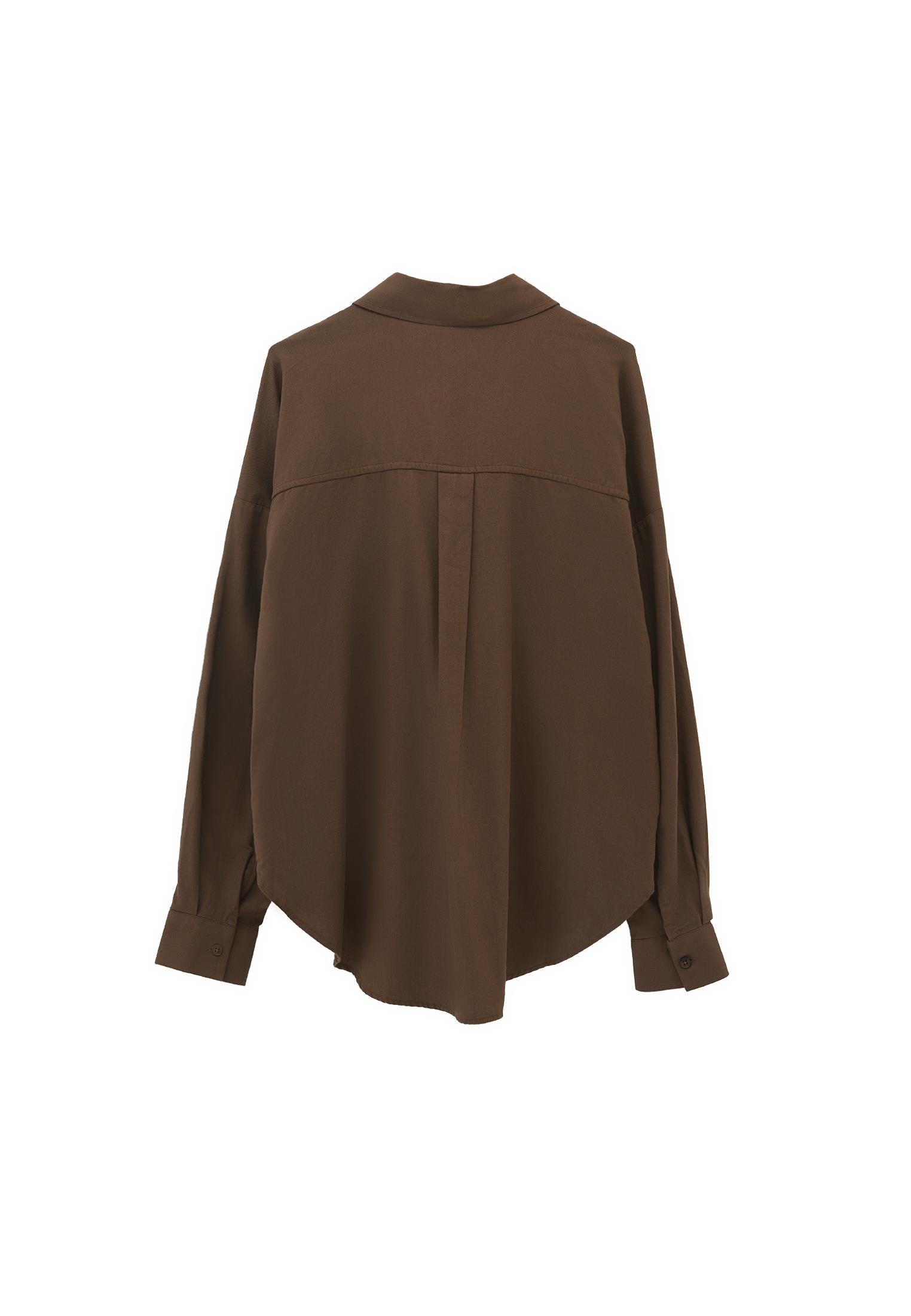 Buttoned Shirt Collar Oversize Shirt - WREN