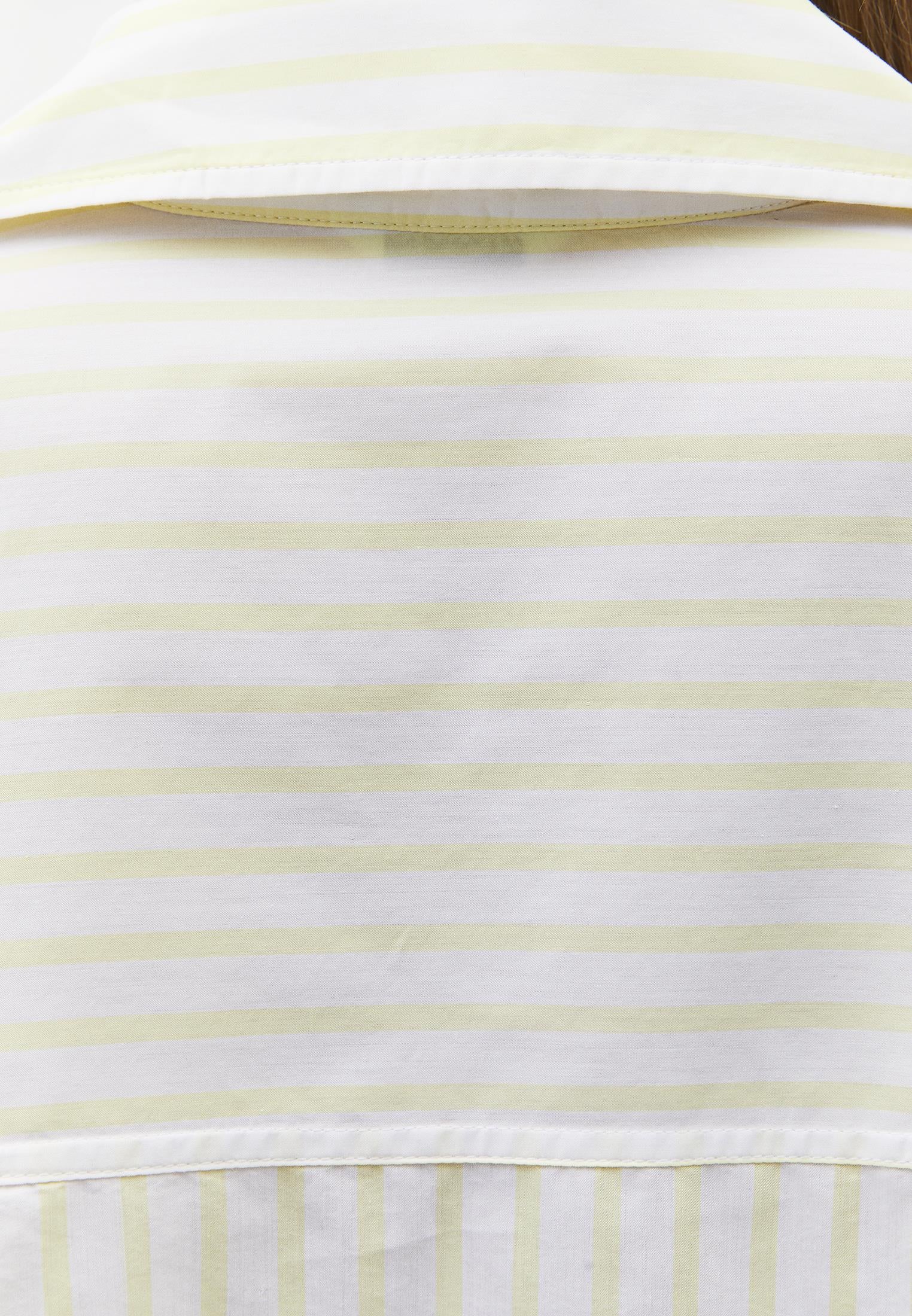 Oversize Shirt Collar Long Sleeve Shirt - YELLOW PEAR STRIPE