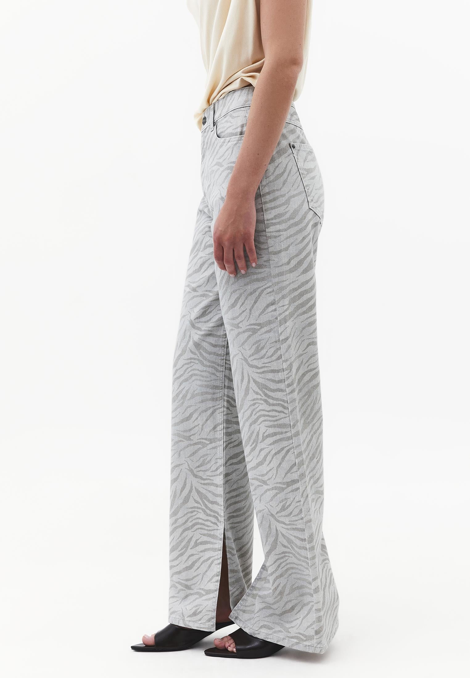Animal Print High Waist Straight Leg Pants - ZEBRA COMB