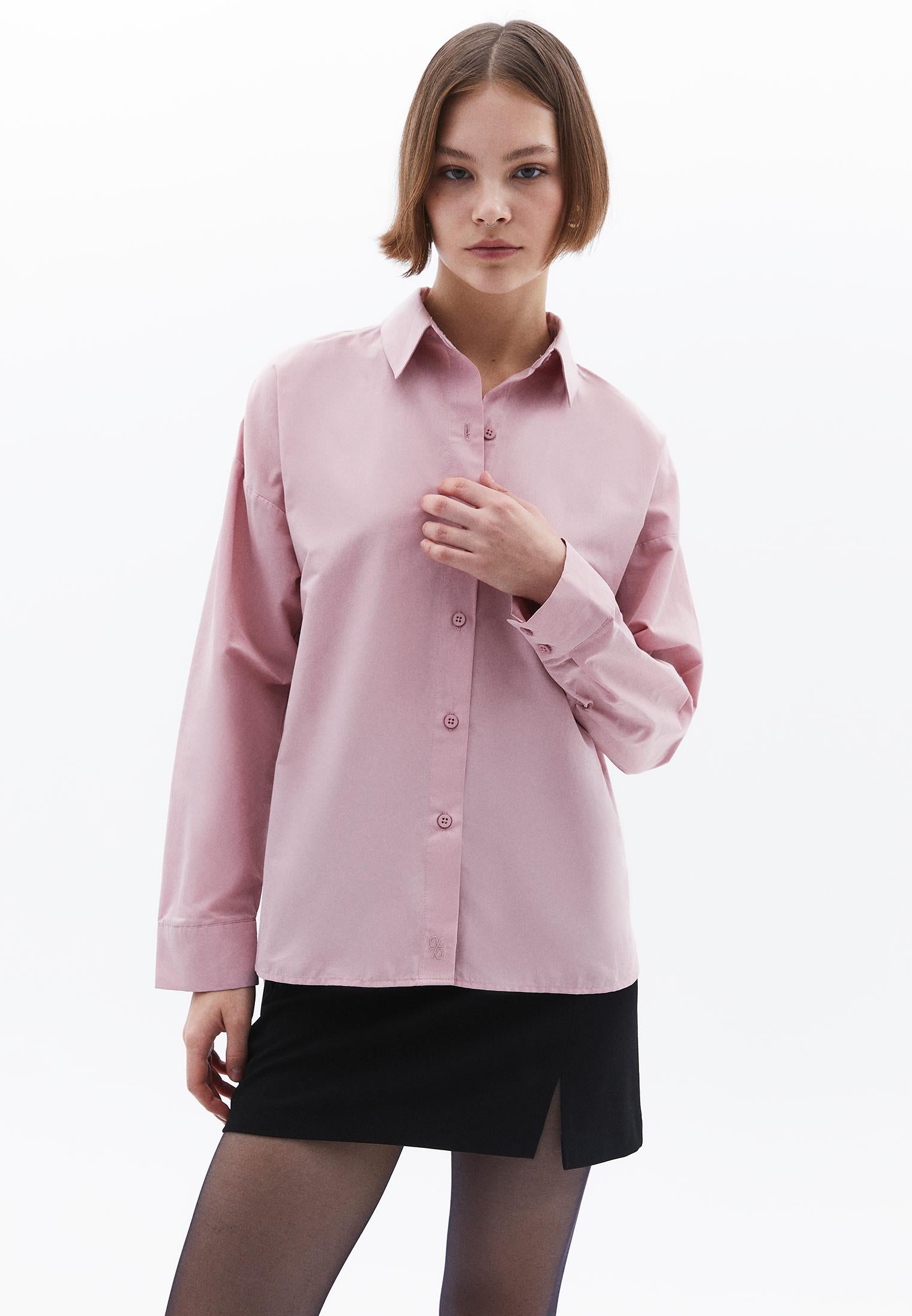 Shirt Collar Loose Woven Shirt - ZEPHYR